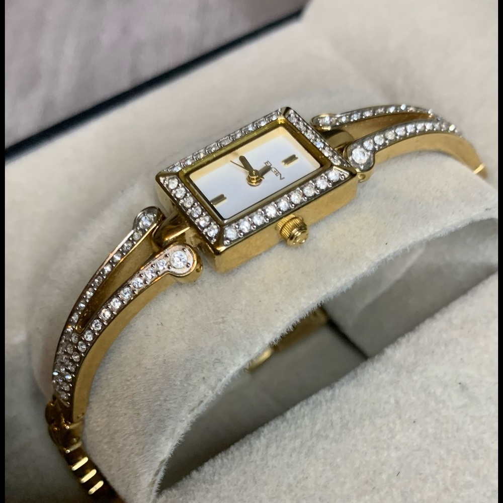 Elgin Austrian Crystal Accented Half-Bangle Watch